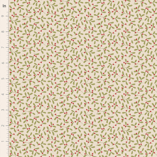 Merry Little Christmas Fabric by Tilda, Mistletoe Cream, TIL100639