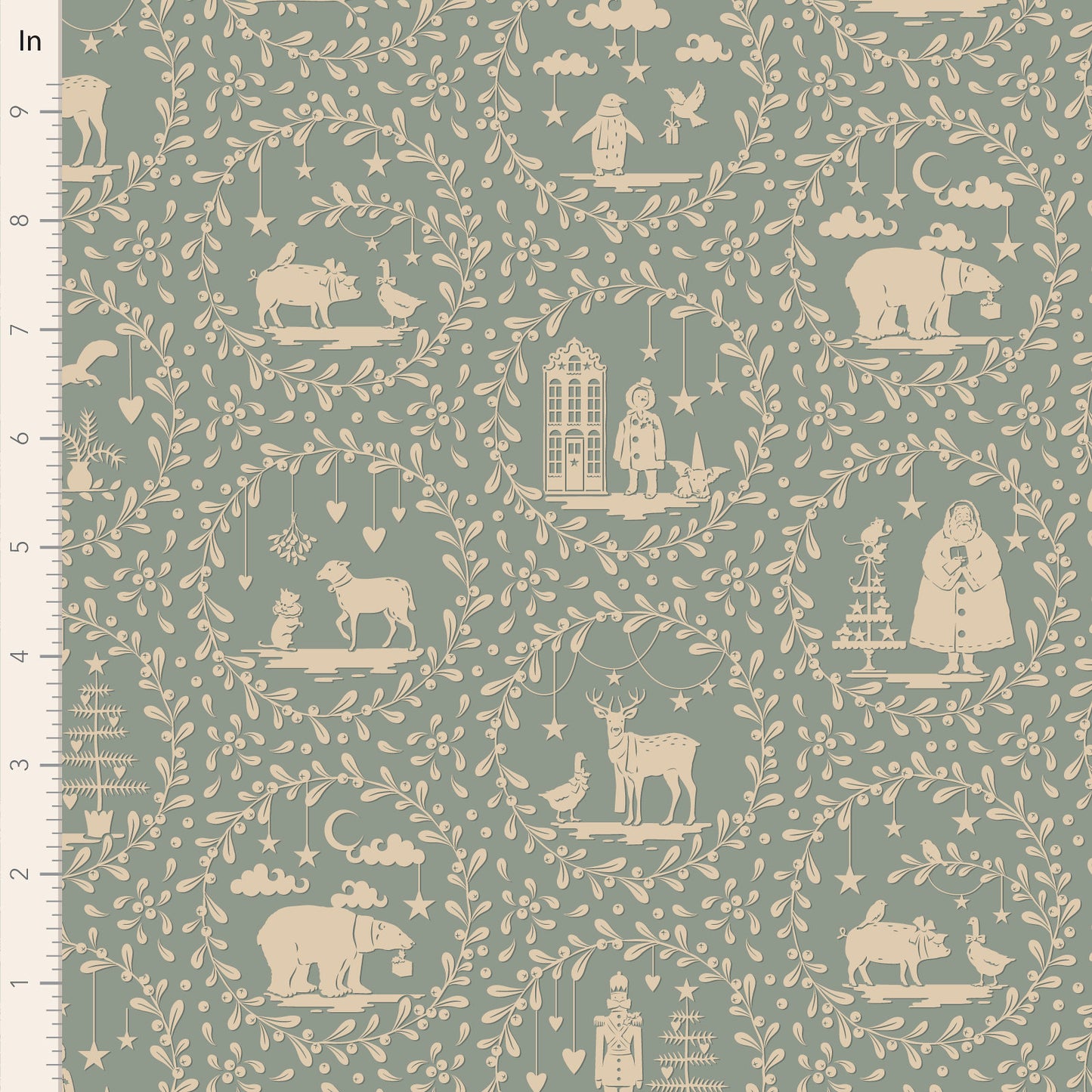 Merry Little Christmas Fabric by Tilda, Paperscenes Duckegg, TIL100629