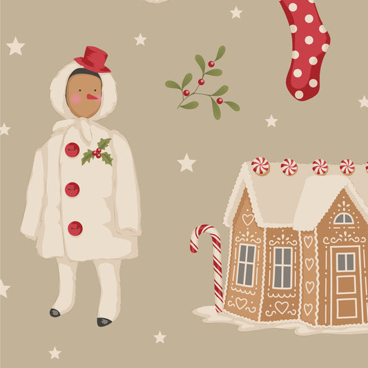 Merry Little Christmas Fabric by Tilda, Winterfriends Clay, TIL100640
