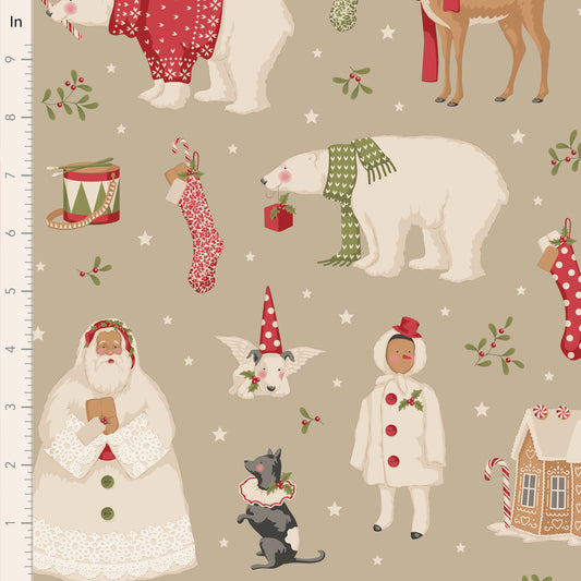 Merry Little Christmas Fabric by Tilda, Winterfriends Clay, TIL100640