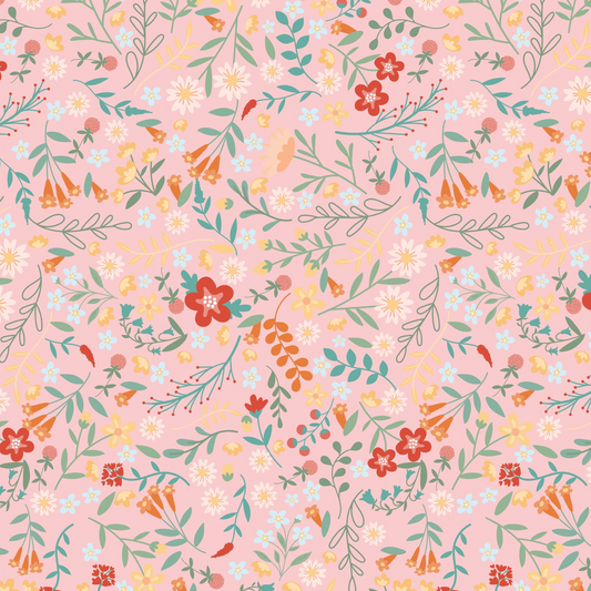 Mushroom Blooms, Tossed Floral Pink, MB24410, sold by the 1/2 yard, *PREORDER