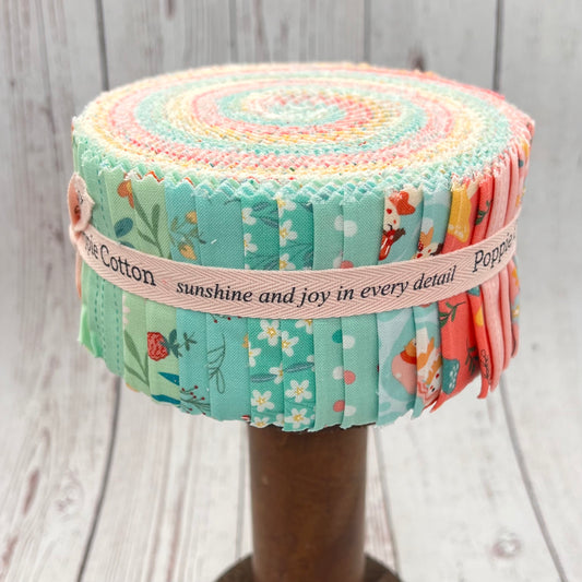 Mushroom Blooms Fabric by Poppie Cotton, 2.5" strips, 21 Prints, 2 of each print