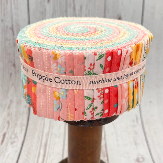 Mushroom Blooms Fabric by Poppie Cotton, 2.5" strips, 21 Prints, 2 of each print