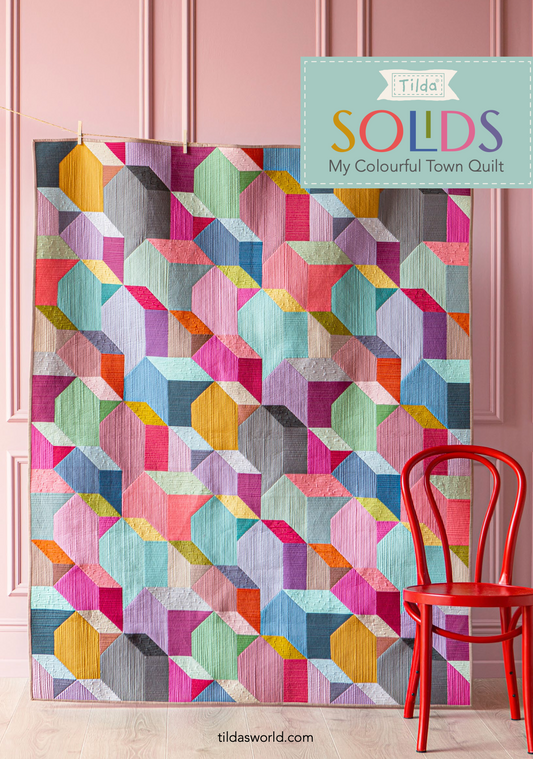 My Colourful Town Quilt from the Solids, a Tilda World FREE Pattern