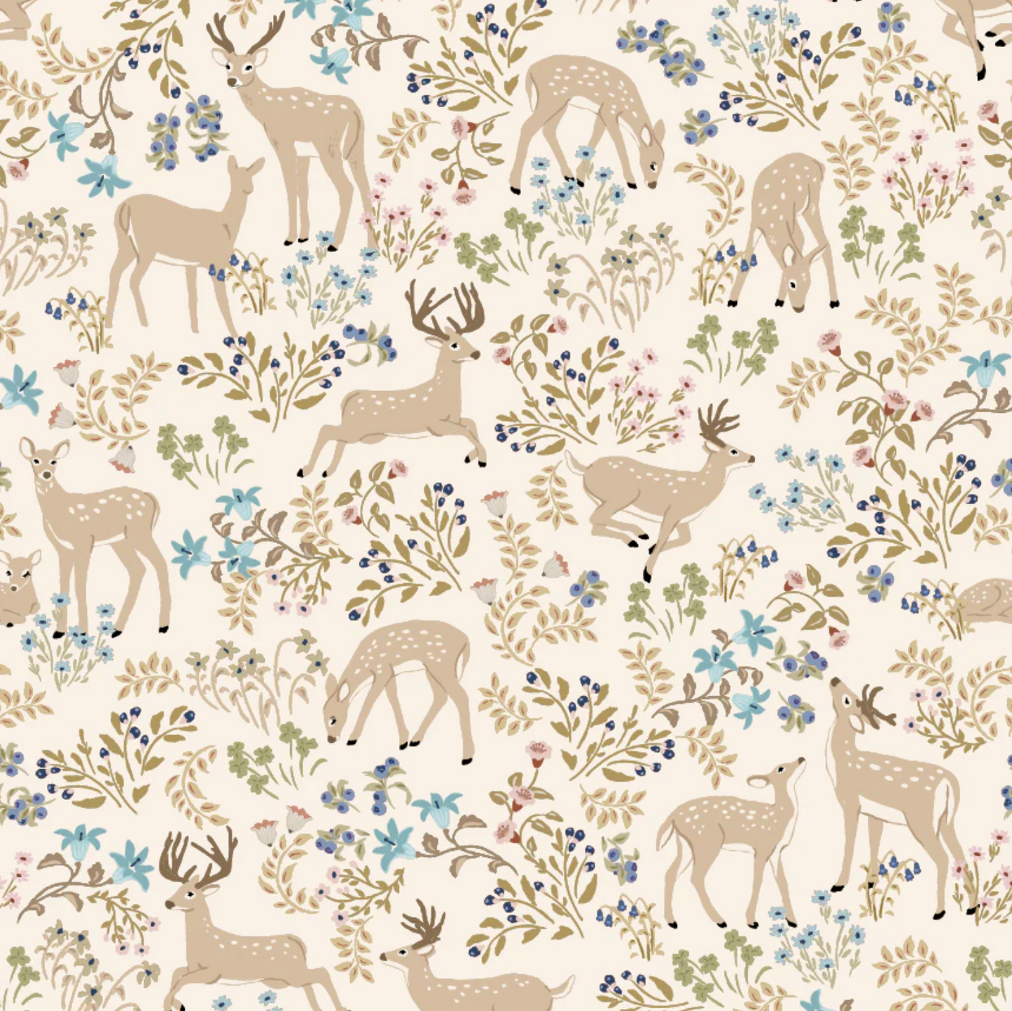 My Darling Deer Fabric by Poppie Cotton, Fat Quarter Bundle 15 Prints, sku DD235996 PREORDER AVAILABLE - Good Vibes Quilt Shop