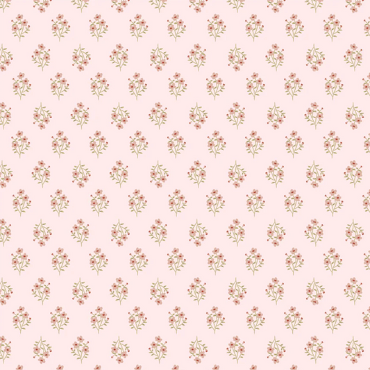 My Darling Deer Meadow Blush fabric by Poppie Cotton, 1/2 yard, featuring a soft floral pattern in blush pink and deer motifs.