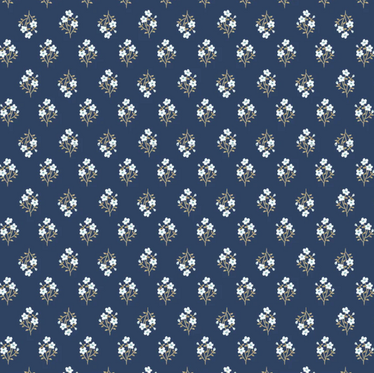 My Darling Deer Meadow Night fabric by Michal Marko for Poppie Cotton, half-yard piece with deer and floral pattern.
