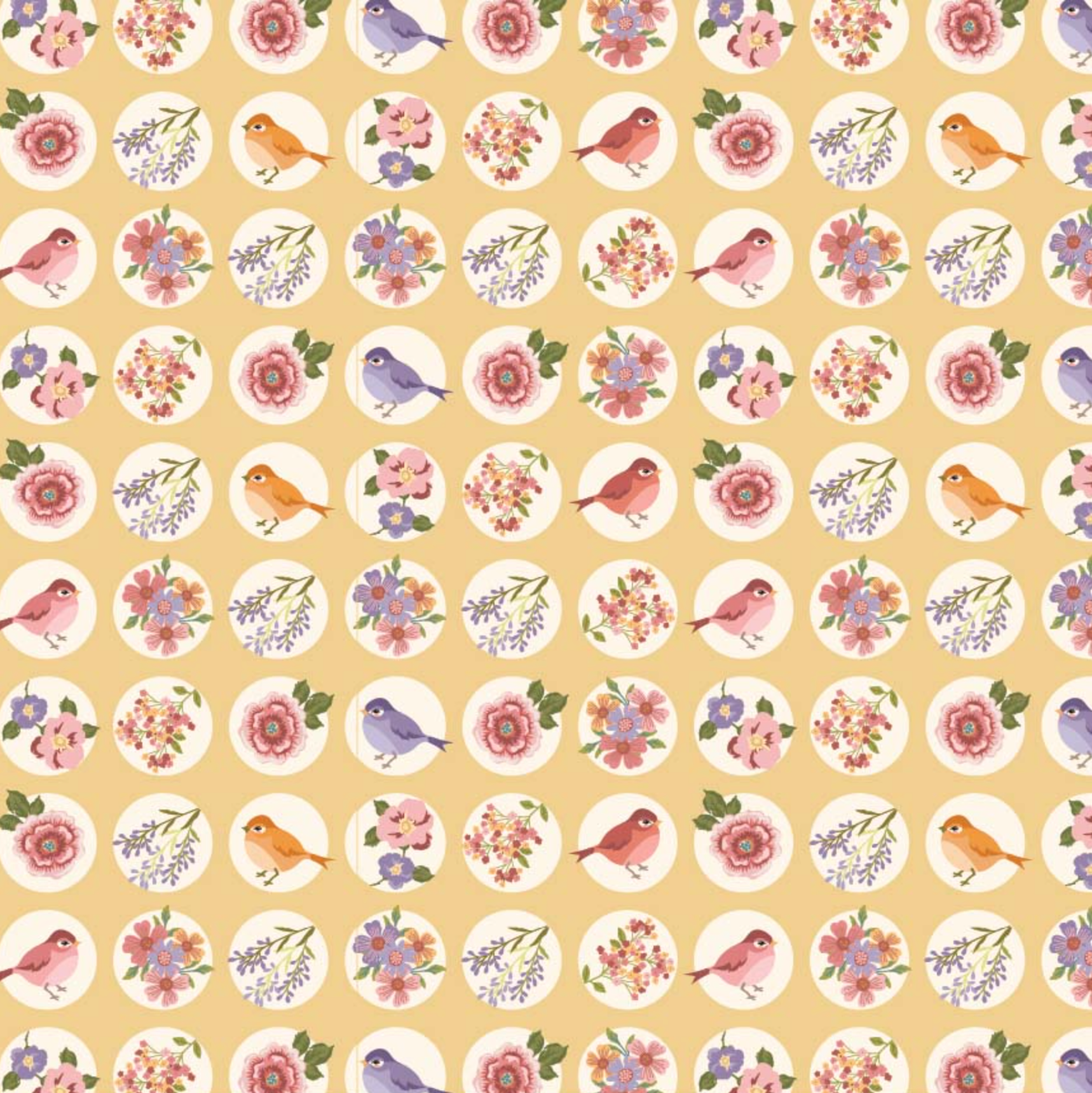 Nature Sings Fabric, Nature Sings, Yellow, NS24110, sold by the 1/2 yard - Good Vibes Quilt Shop