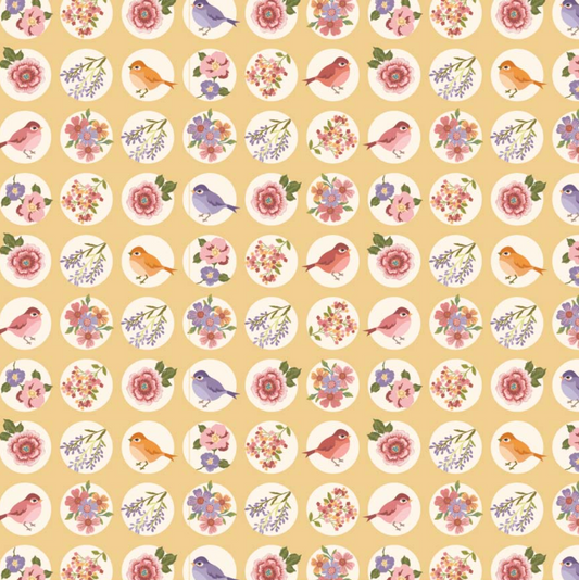 Nature Sings Fabric, Nature Sings, Yellow, NS24110, sold by the 1/2 yard