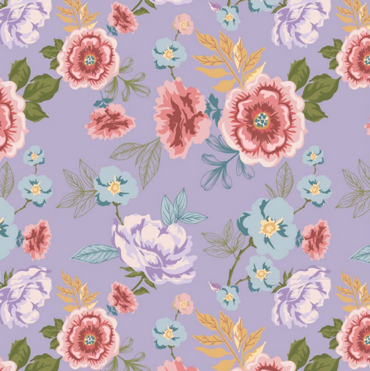 Nature Sings Fabric, Rose Garden, Lavender, NS24120, sold by the 1/2 yard, *PREORDER