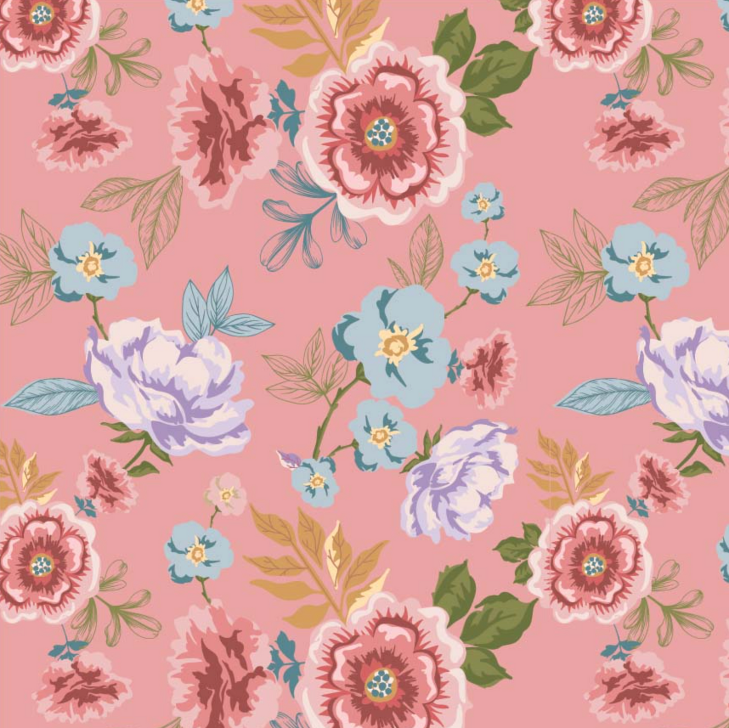 Nature Sings Fabric, Rose Garden, Pink, NS24121, sold by the 1/2 yard, *PREORDER