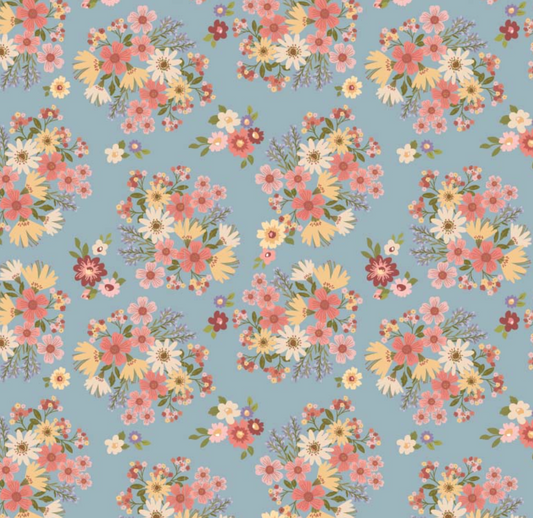Nature Sings Fabric, Send Her Flowers, Blue, NS24102, sold by the 1/2 yard, *PREORDER