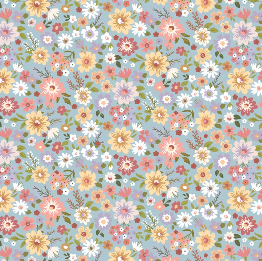 Nature Sings Fabric, Wildflowers, Blue, NS24114, sold by the 1/2 yard