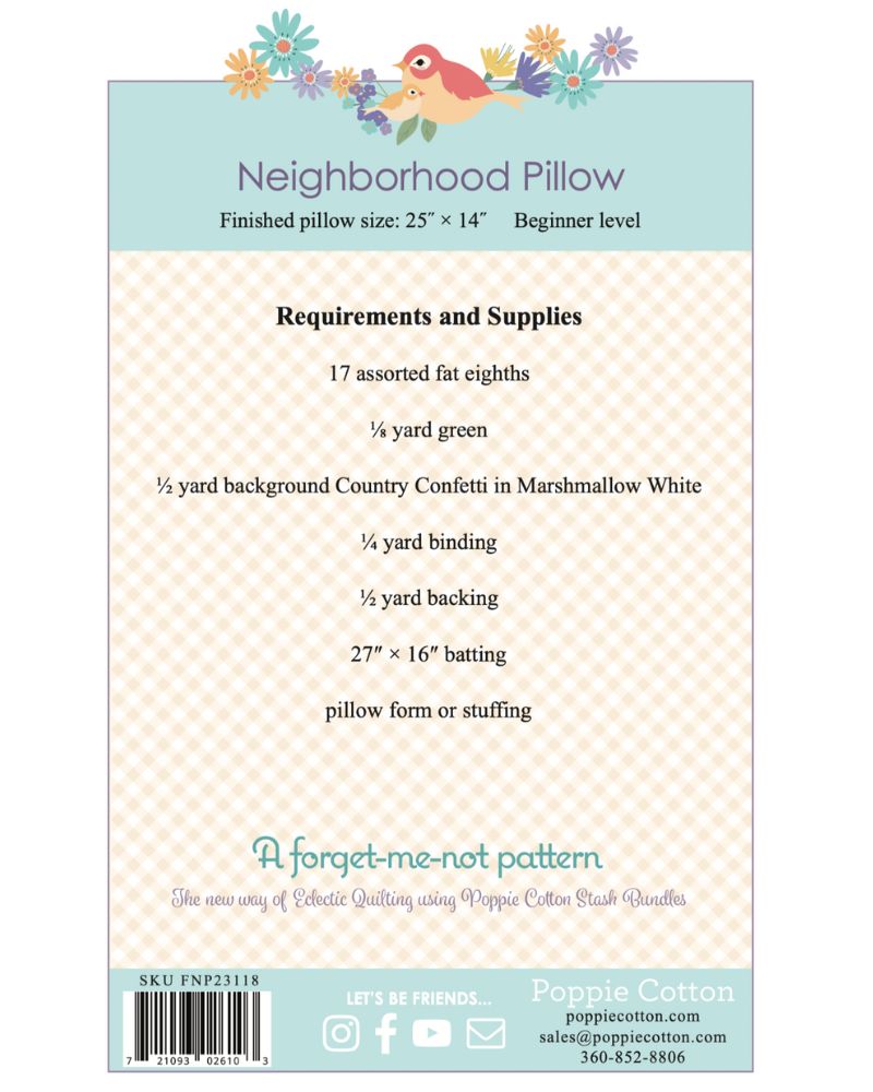 Neighborhood Pillow, from the Forget Me Not Collection, a STASH BUSTER PATTERN! - Good Vibes Quilt Shop