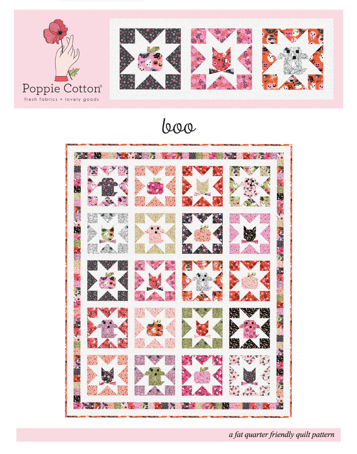Boo Pattern for the Not Scary Collection by Poppie Cotton, NSP25171, PREORDER - Good Vibes Quilt Shop