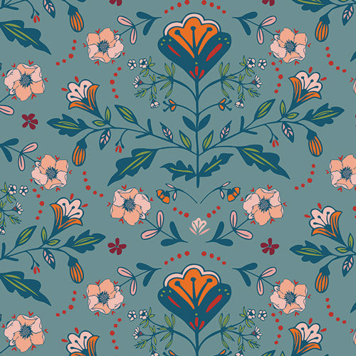 The Orchard Fabric Collection, Folk Flower Harmony, ORC-34711, Sold by the 1/2 Yard