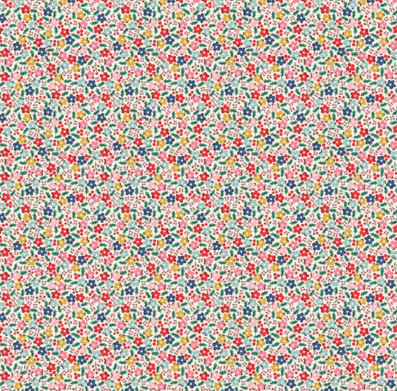 Oh What Fun, OF23306, Holly Flowers Multi, sold by the 1/2 yard - Good Vibes Quilt Shop