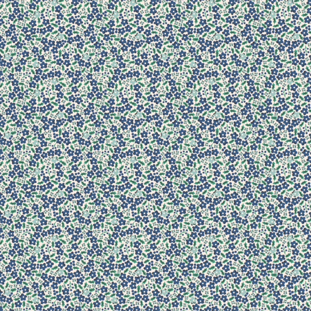 Oh What Fun, OF23307, Holly Flowers Blue, sold by the 1/2 yard