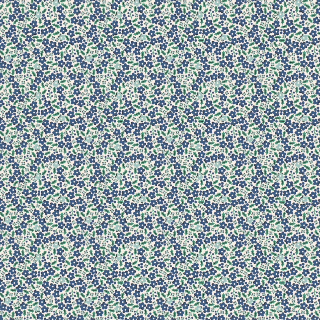 Oh What Fun, OF23307, Holly Flowers Blue, sold by the 1/2 yard - Good Vibes Quilt Shop