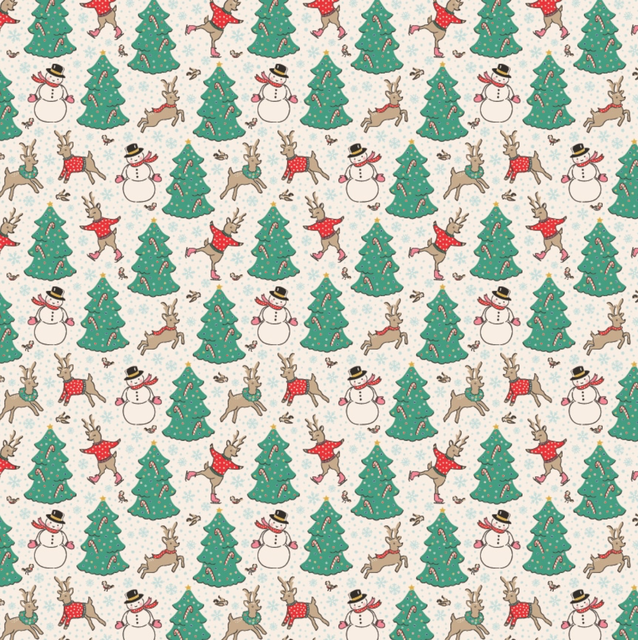 Oh What Fun, OF23309, Skating Deer Natural, sold by the 1/2 yard - Good Vibes Quilt Shop