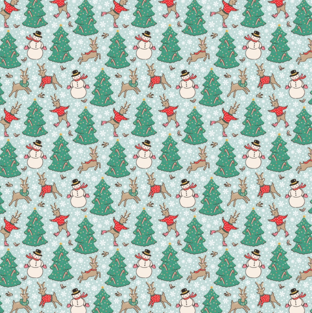 Oh What Fun, OF23310, Skating Deer Blue, sold by the 1/2 yard - Good Vibes Quilt Shop