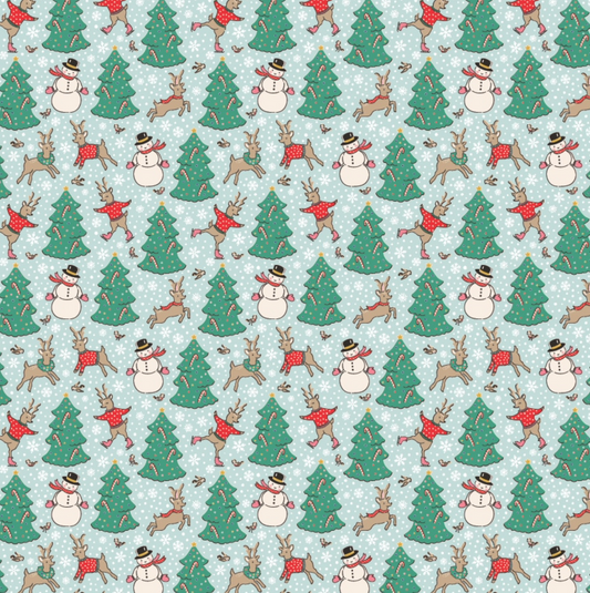 Oh What Fun, OF23310, Skating Deer Blue, sold by the 1/2 yard - Good Vibes Quilt Shop