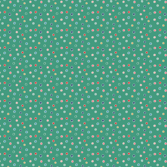 Oh What Fun, OF23313, Snow Dots Green, sold by the 1/2 yard