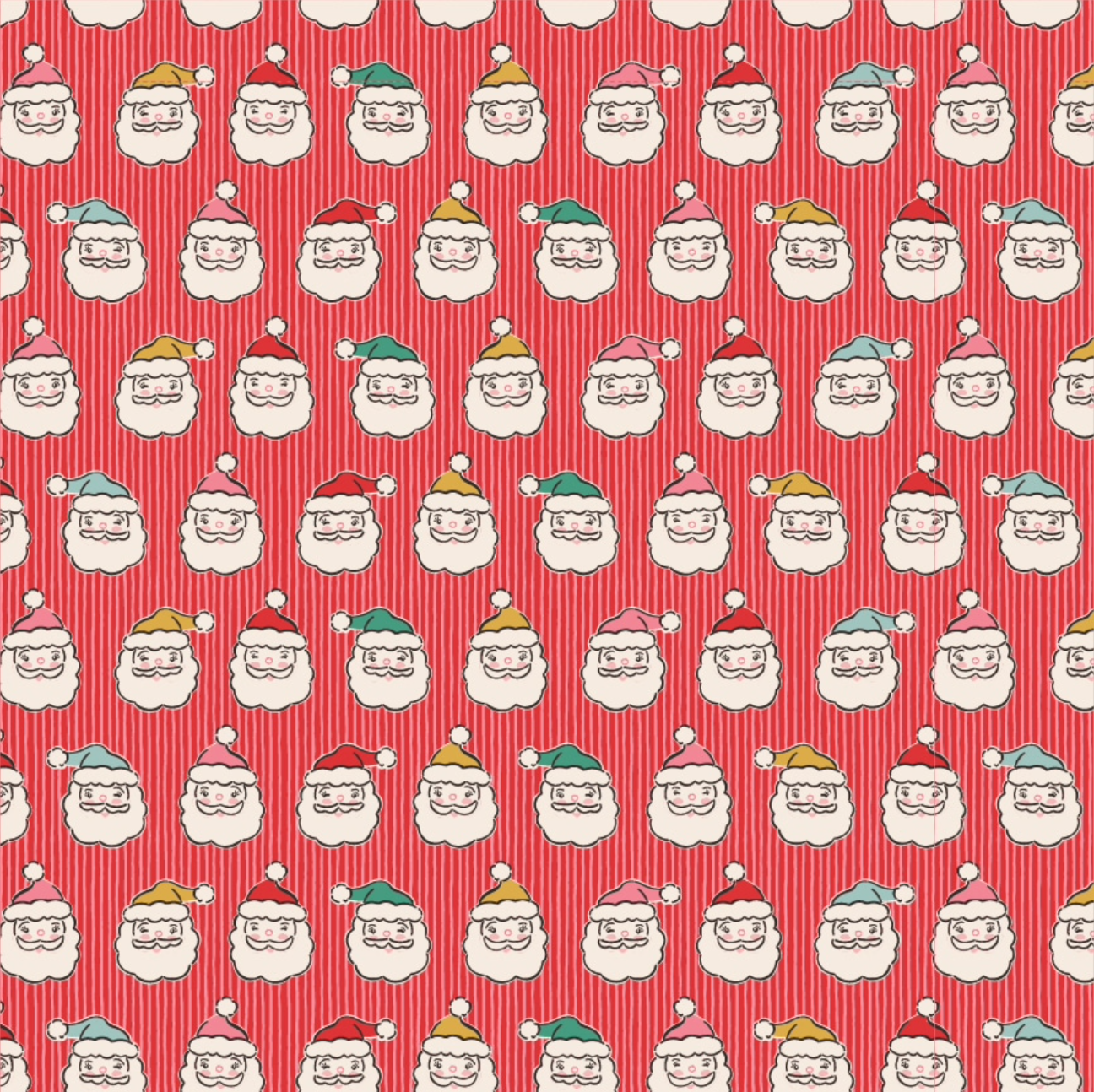 Oh What Fun, OF23318, Santas Head Red, sold by the 1/2 yard - Good Vibes Quilt Shop