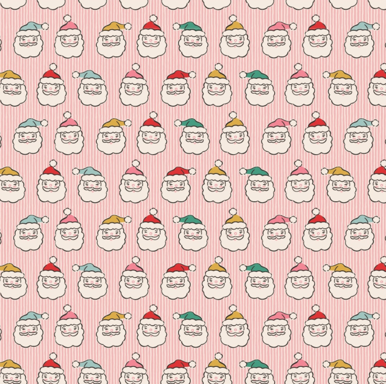 Oh What Fun, OF23320, Santas Head Pink, sold by the 1/2 yard - Good Vibes Quilt Shop