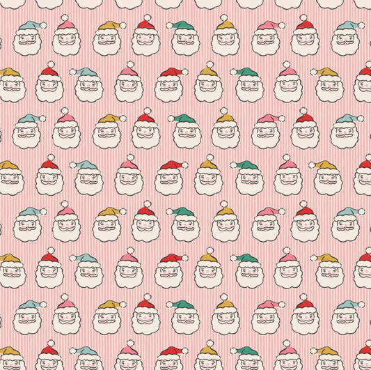 Oh What Fun, OF23320, Santas Head Pink, sold by the 1/2 yard