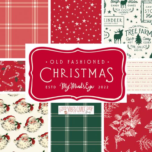 Old Fashioned Christmas by My Minds Eye a Riley Blake Designs Collection, Red Text, Sold by the 1/2 yard - Good Vibes Quilt Shop