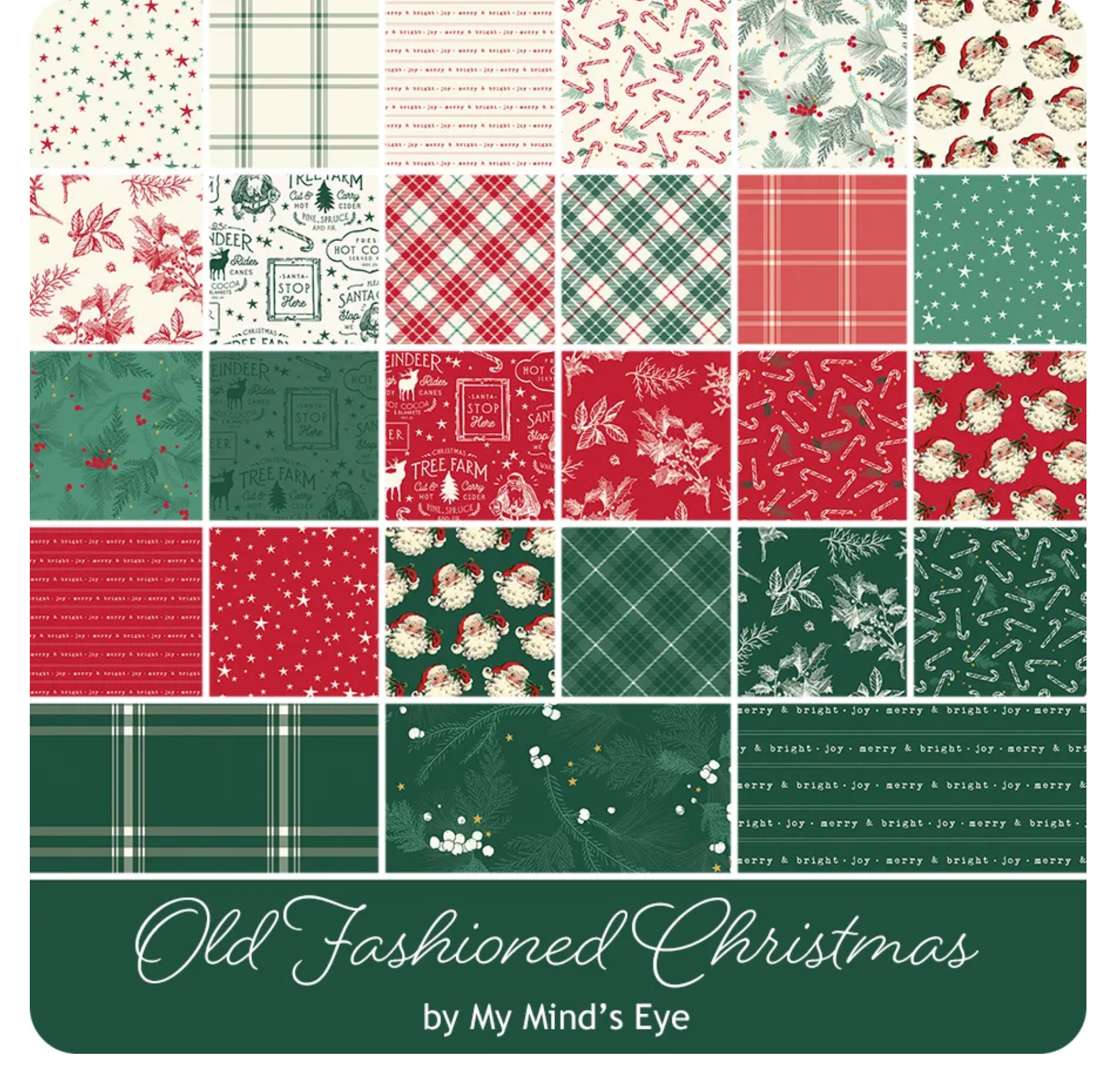 Old Fashioned Christmas by My Minds Eye a Riley Blake Designs Collection, Red Text, Sold by the 1/2 yard - Good Vibes Quilt Shop
