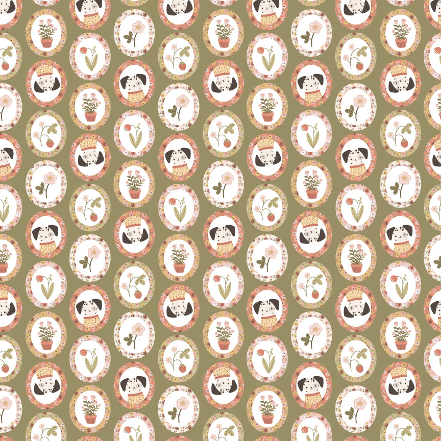 My Name Is Pal by Lori Woods for Poppie Cotton | Pal Sage PA261115 | Sold by the 1/2 Yard | PREORDER!