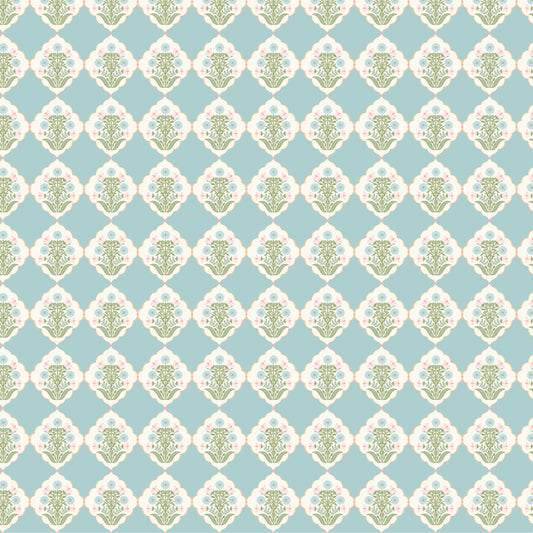 Pemberley Park Fabric by Lori Woods for Poppie Cotton | Emma Jayne Blue PE261205 | Sold by the 1/2 Yard | PREORDER