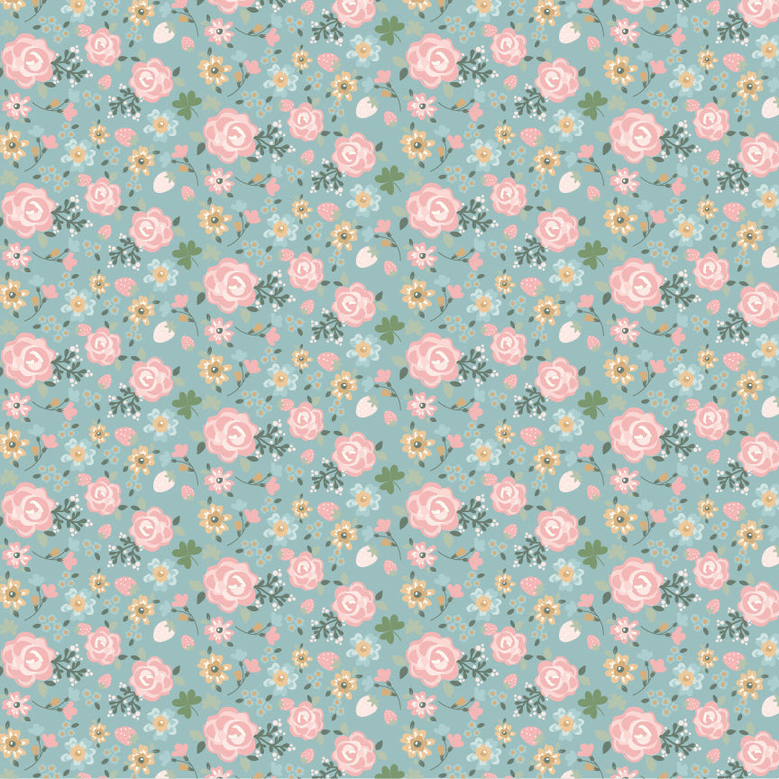 Pemberley Park Fabric by Lori Woods for Poppie Cotton | Miss Elliot Blue PE261202 | Sold by the 1/2 Yard | PREORDER