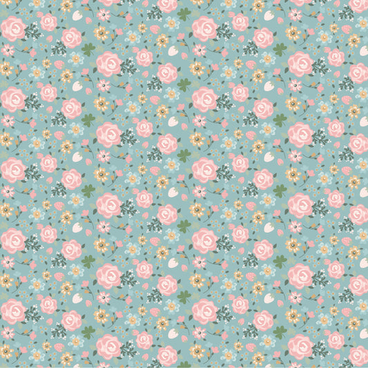 Pemberley Park Fabric by Lori Woods for Poppie Cotton | Miss Elliot Blue PE261202 | Sold by the 1/2 Yard | PREORDER
