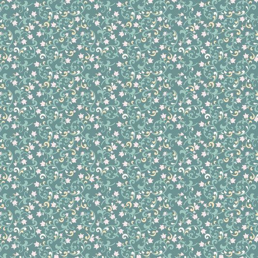Pemberley Park Fabric by Lori Woods for Poppie Cotton | Miss Woodhouse Green PE261212 | Sold by the 1/2 Yard | PREORDER