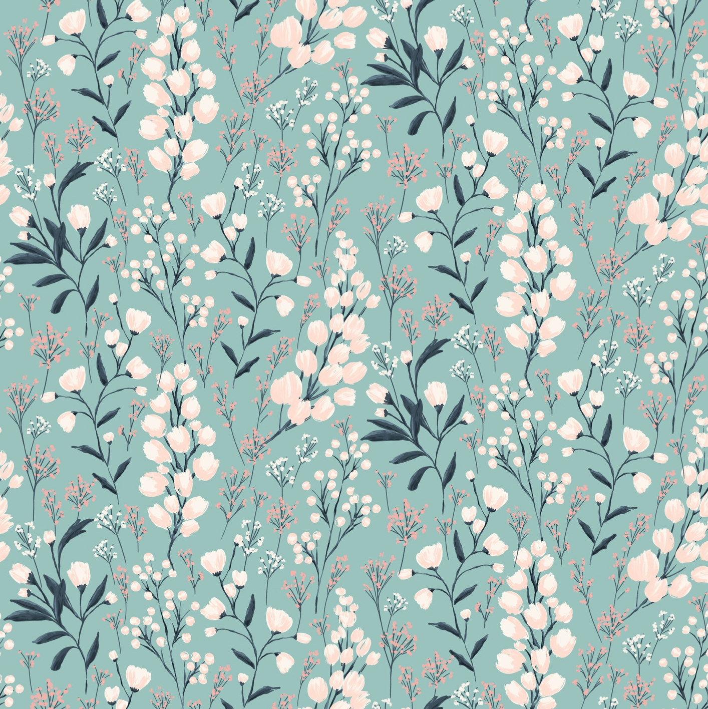 Painted Blossoms Field Of Dreams Teal PB24657, sold by the 1/2 yard, *PREORDER