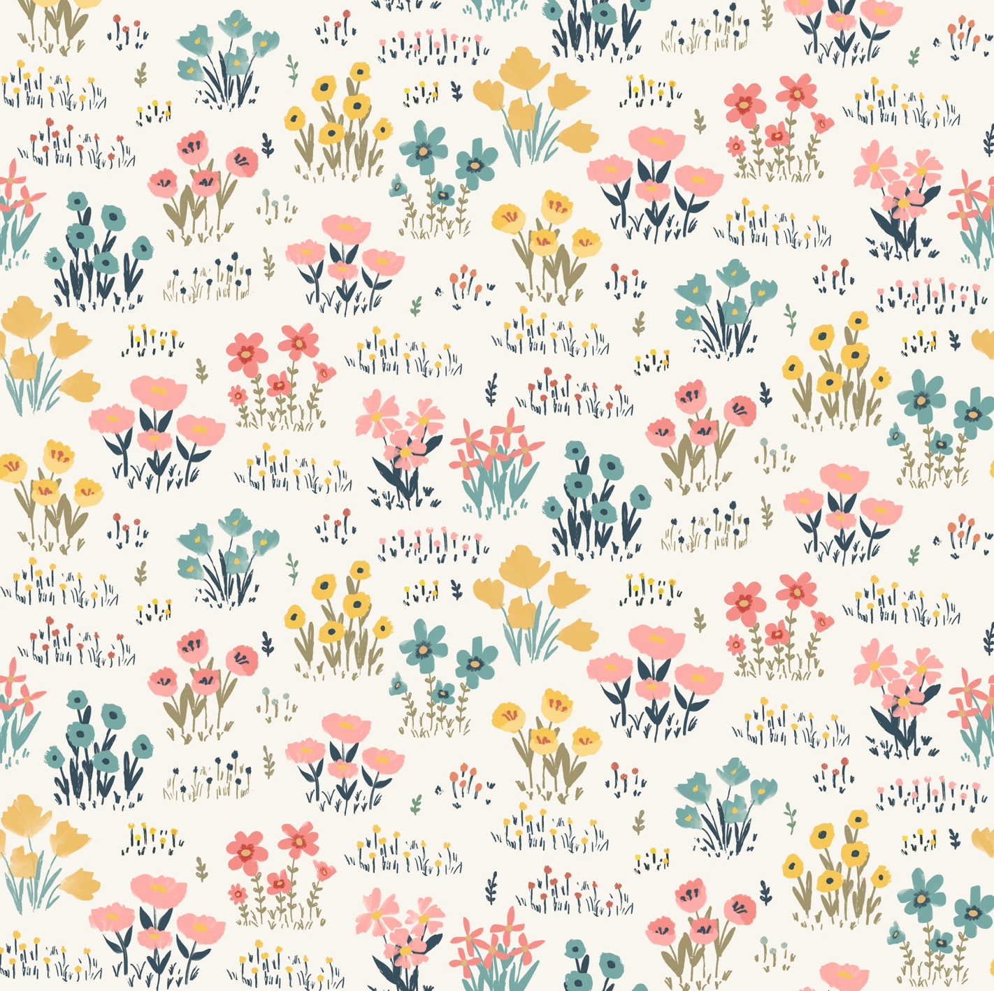 Painted Blossoms Wild Flowers White PB24663, sold by the 1/2 yard, *PREORDER