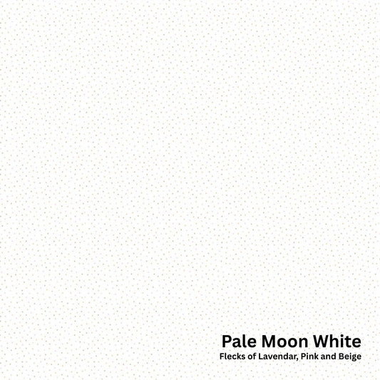 Poppie Cotton Country Confetti Pale Moon White fabric logo featuring a subtle moon design on a white background