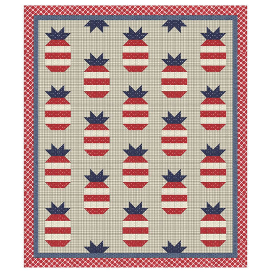 Patriotic Pineapple Quilt, a Tensisters Easy Piecing Grid FREE Pattern