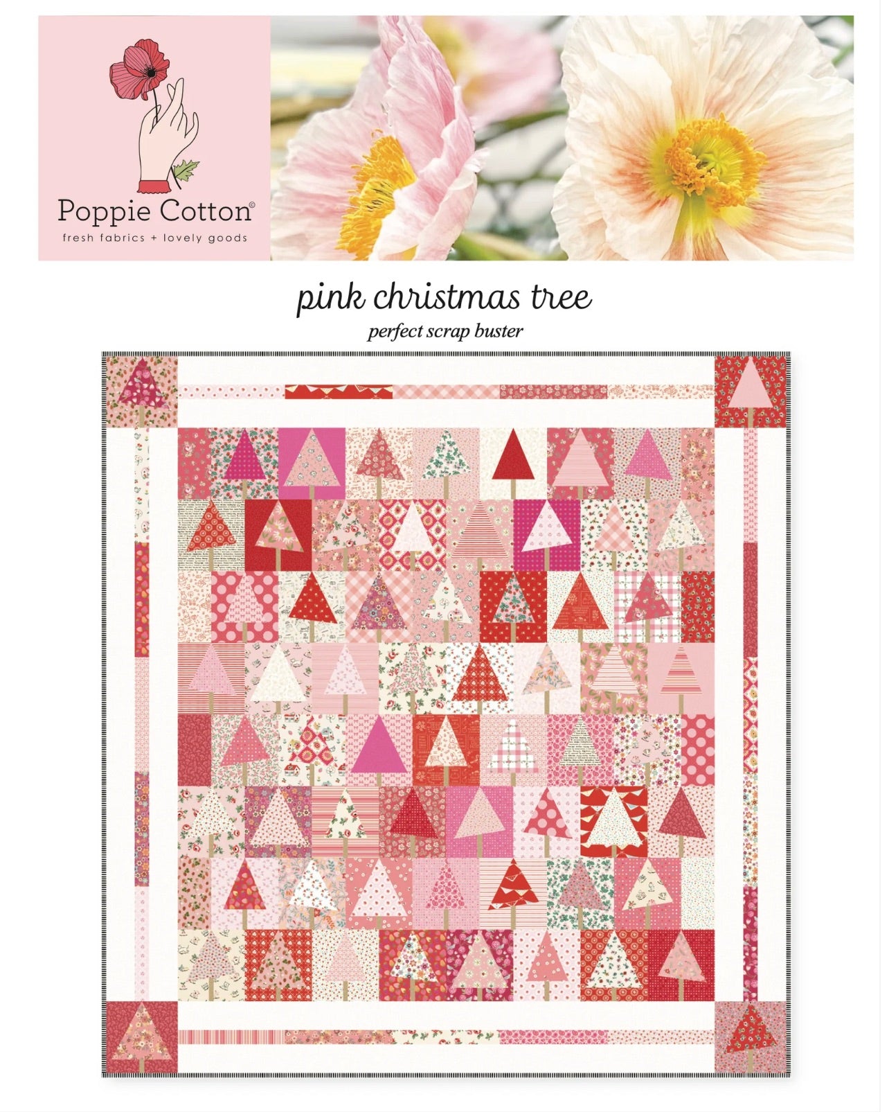 Pink Christmas Tree KIT, Poppie Cotton, Included Fabric for the Pieced Top!