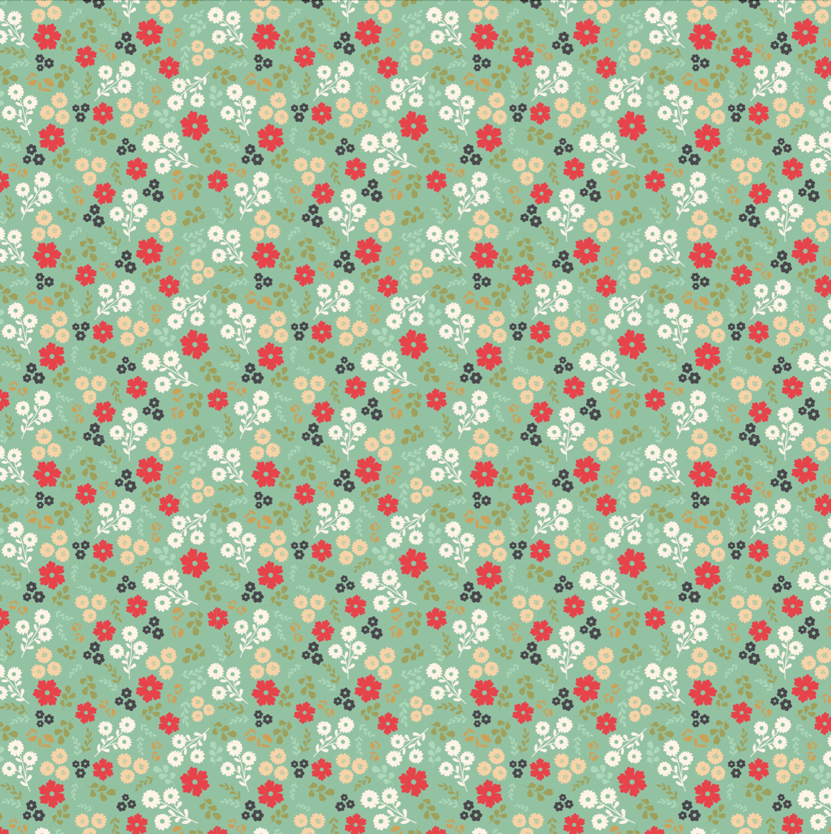 Poppies Patchwork Club, Jemina Mint, PP23608, sold by the 1/2 yard - Good Vibes Quilt Shop