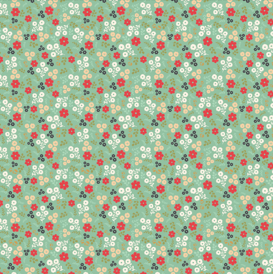 Poppies Patchwork Club, Jemina Mint, PP23608, sold by the 1/2 yard