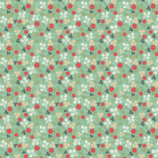 Poppies Patchwork Club, Jemina Mint, PP23608, sold by the 1/2 yard - Good Vibes Quilt Shop