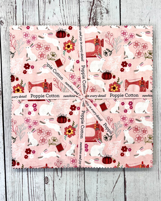 Poppie Patchwork Club, 10" Stacker, 21 Prints with 42 Pieces