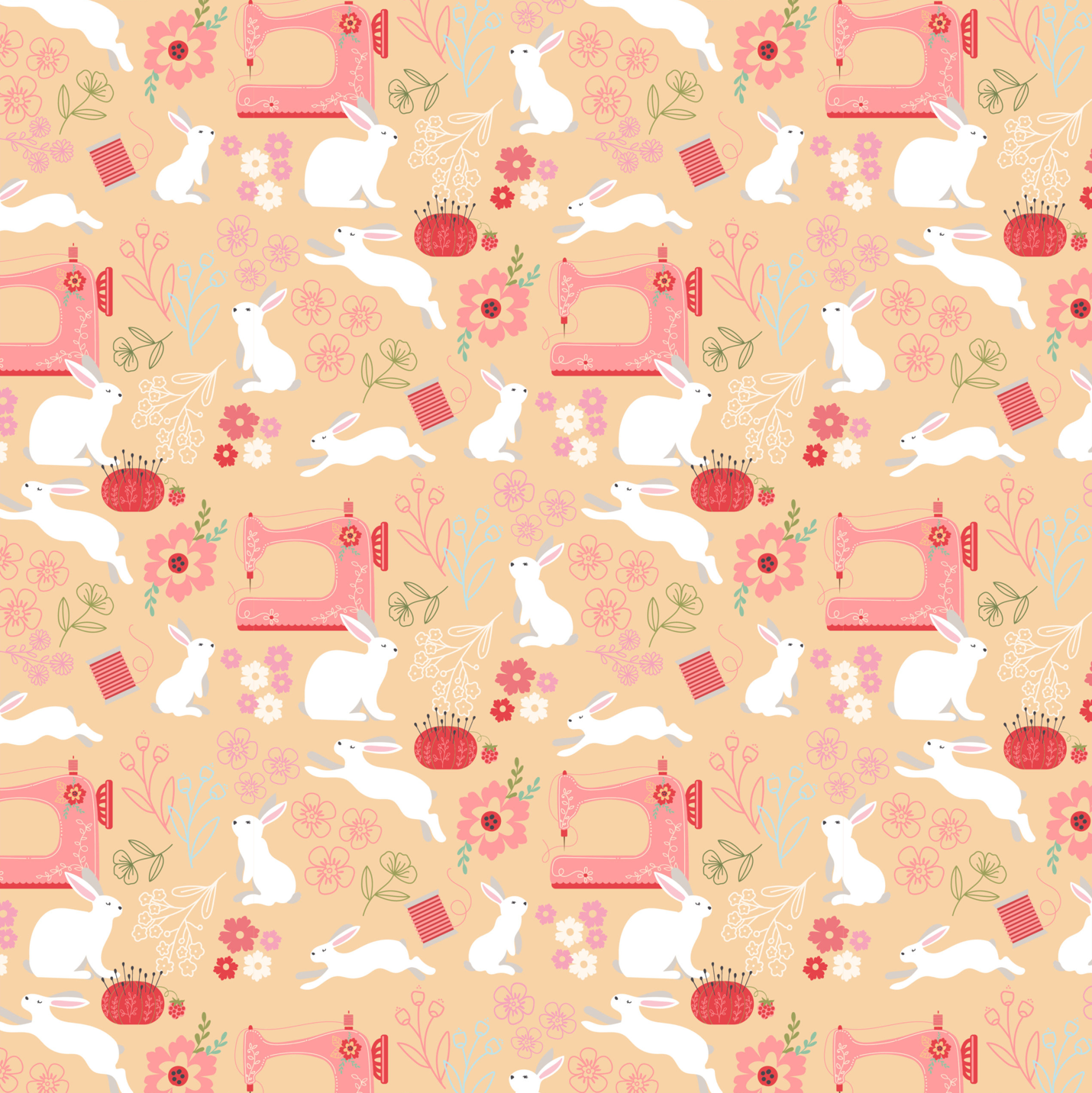 Poppies Patchwork Club, Beatrix Cream, PP23601, sold by the 1/2 yard