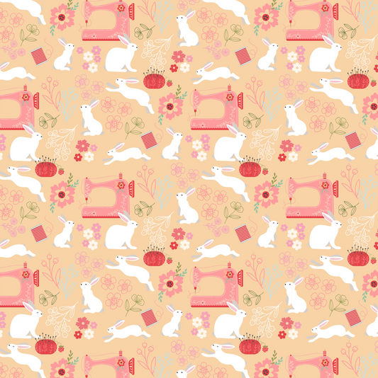 Poppies Patchwork Club, Beatrix Cream, PP23601, sold by the 1/2 yard