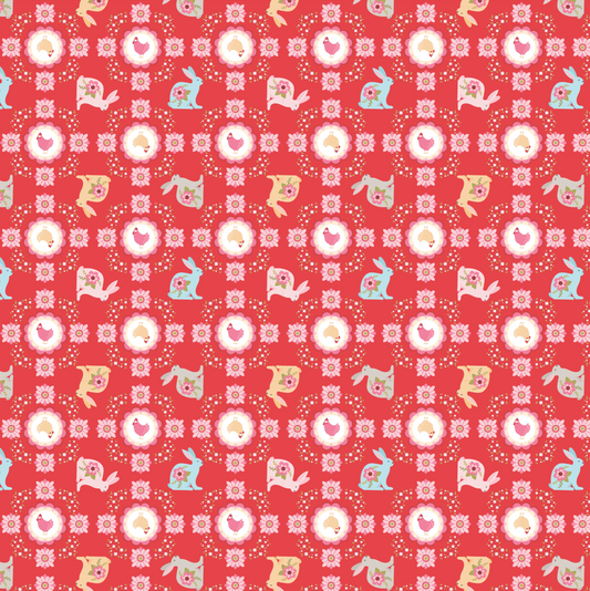 Poppies Patchwork Club, Flopsy Mopsy Red PP23618, sold by the 1/2 yard