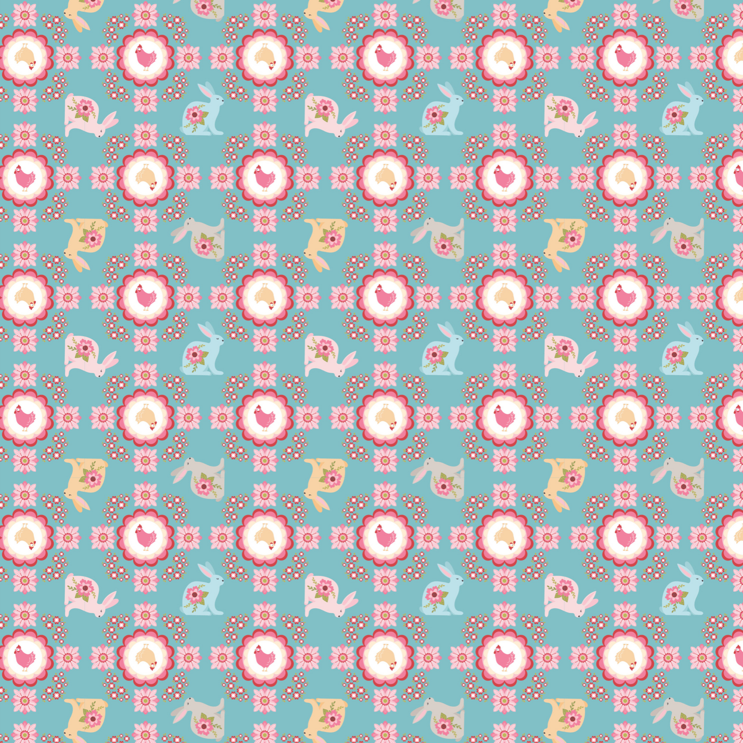 Poppies Patchwork Club, Flopsy and Mopsy Blue, PP23620, sold by the 1/2 yard